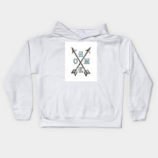 Home Love Your State Hometown Design, Crossed arrows with the letters HOME placed in between the arrows Kids Hoodie